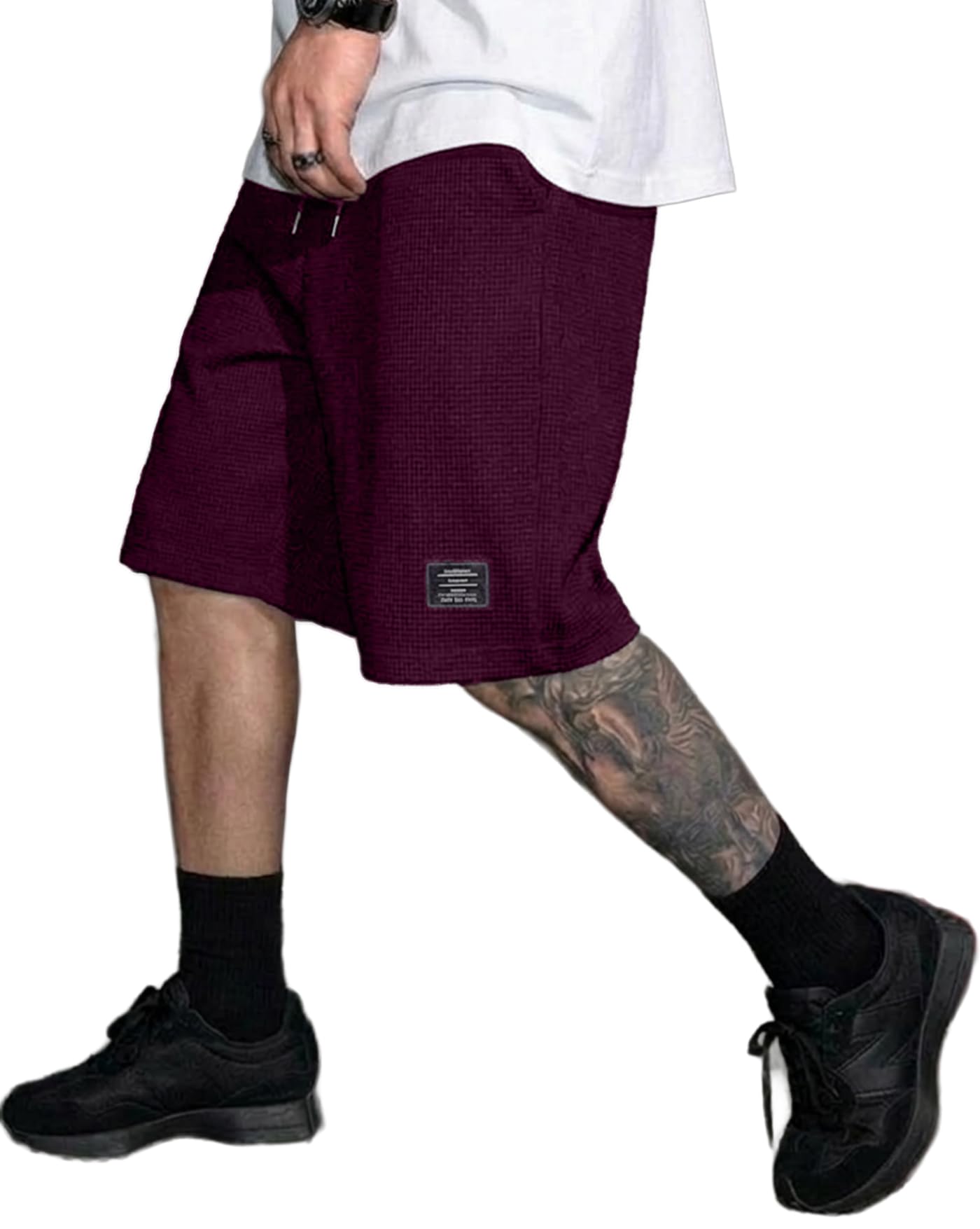 Men Solid Drawstring Waist Casual Knee Length Boxers,Solid Men Beige Basic Boxers-picture-21