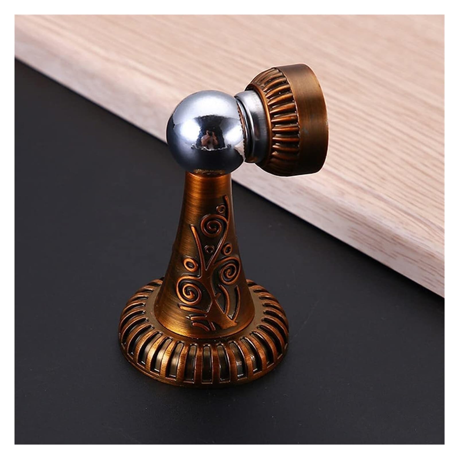 Magnetic Door Stop Antique Carved Mechanical Door Stops Stopper Quiet Holder Toilet Glass Catch Hidden Doorstop Furniture Hardware(A)