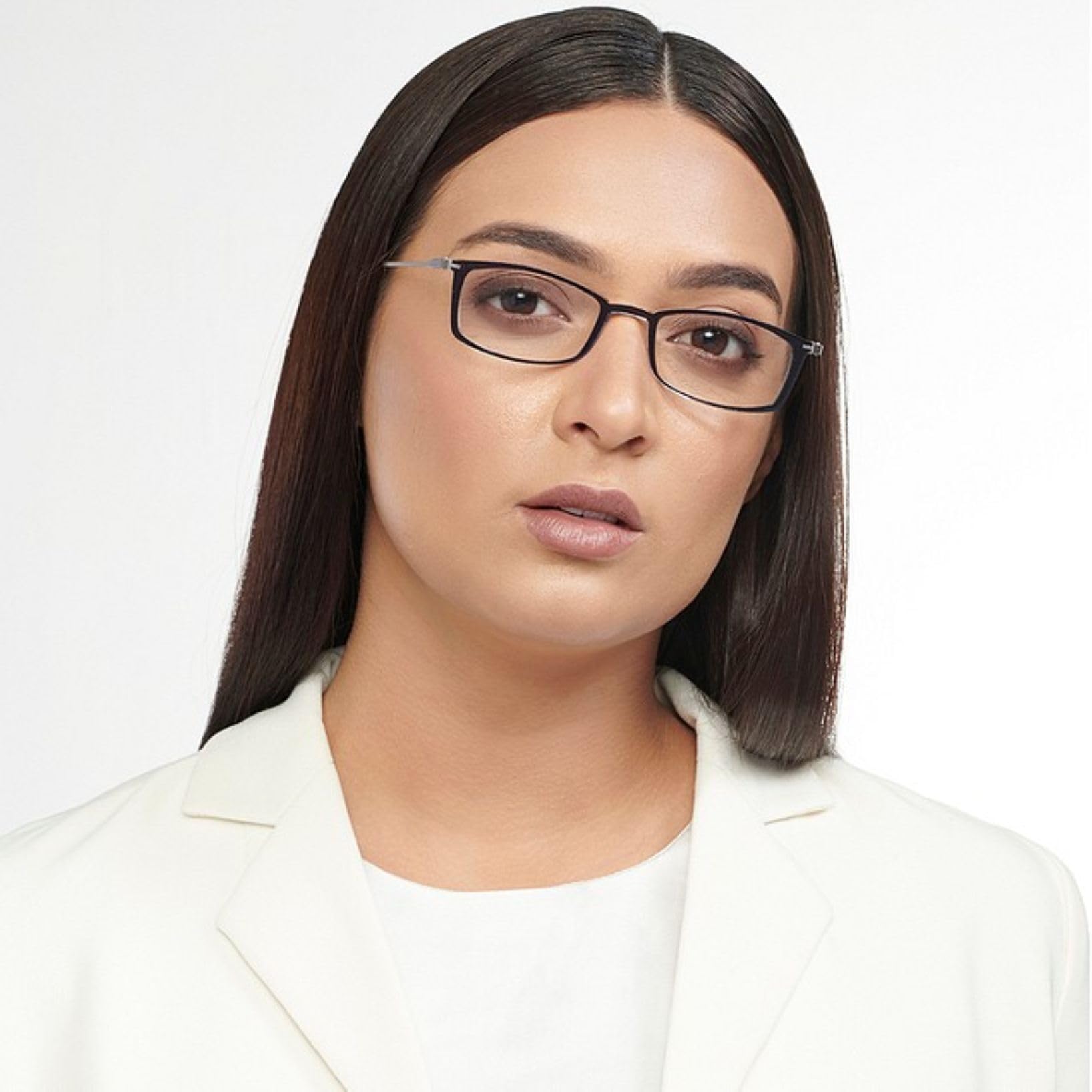 ThinOptics | Power Bluecut and Antiglare Reading Eyeglasses | Black Rectangular Full Rim | For Men & Women | For +1.00 Power | Large Brooklyn Frontpage 2