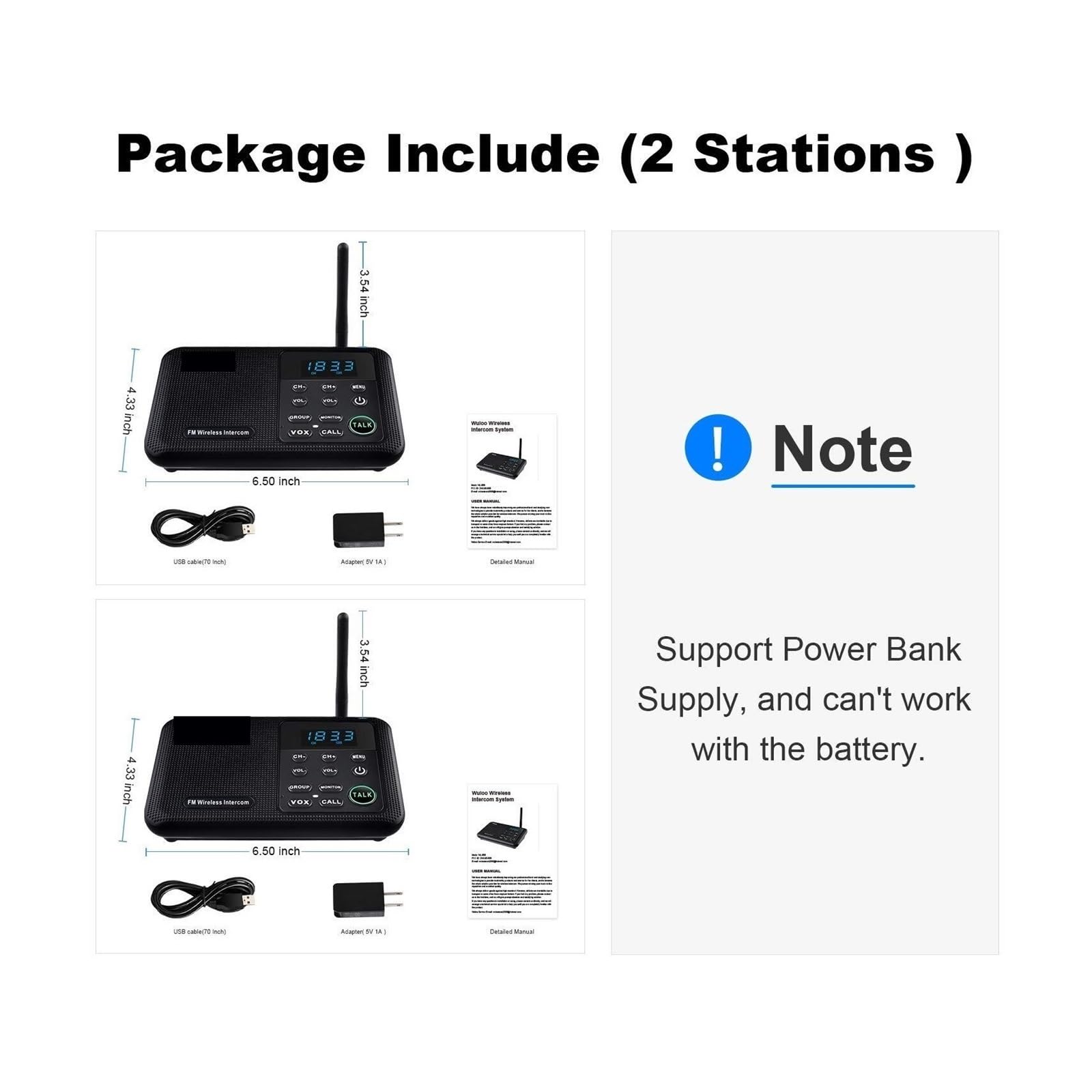 Interphone, Interphones sans Fil FM à 22 canaux Accueil Maison Bureaux d'affaires Appel de Chambre à Chambre & Système Parlant Longue portée de 1 Mille pour Les Entreprises(6 Unit White)