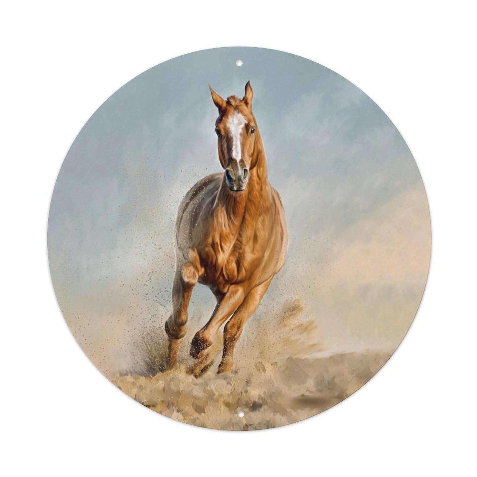 Olhnbad 8X8inch Style Arabian Horse Oil Painting Style Vintage Animal Metal Tin Sign