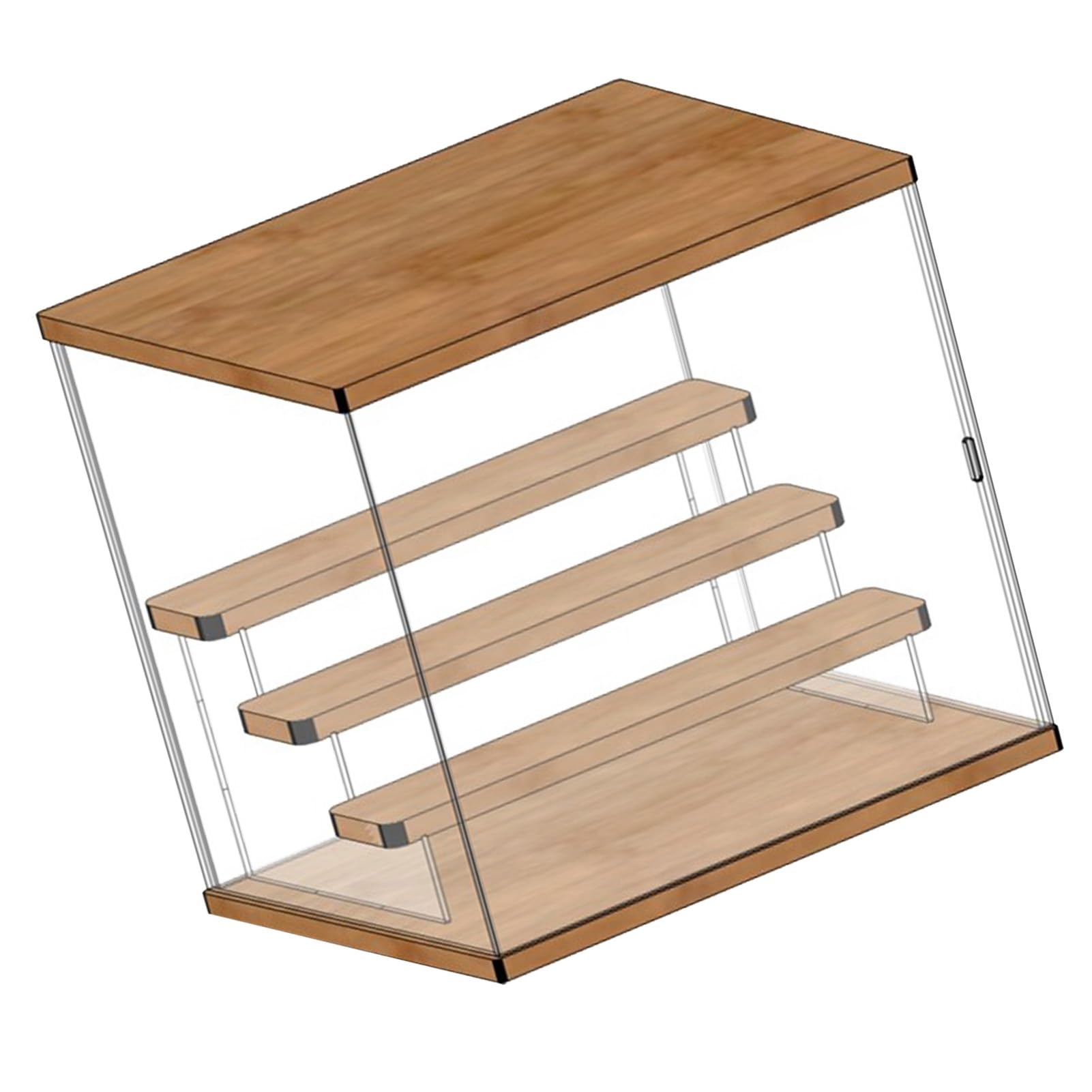 Collectibles Figures Blind Box Storage Display Acrylic Blind Box Showcase Dustproof Toy Doll Organizer Vitrine with Door (4 Tiered Staircase L 32x26x30.4cm)