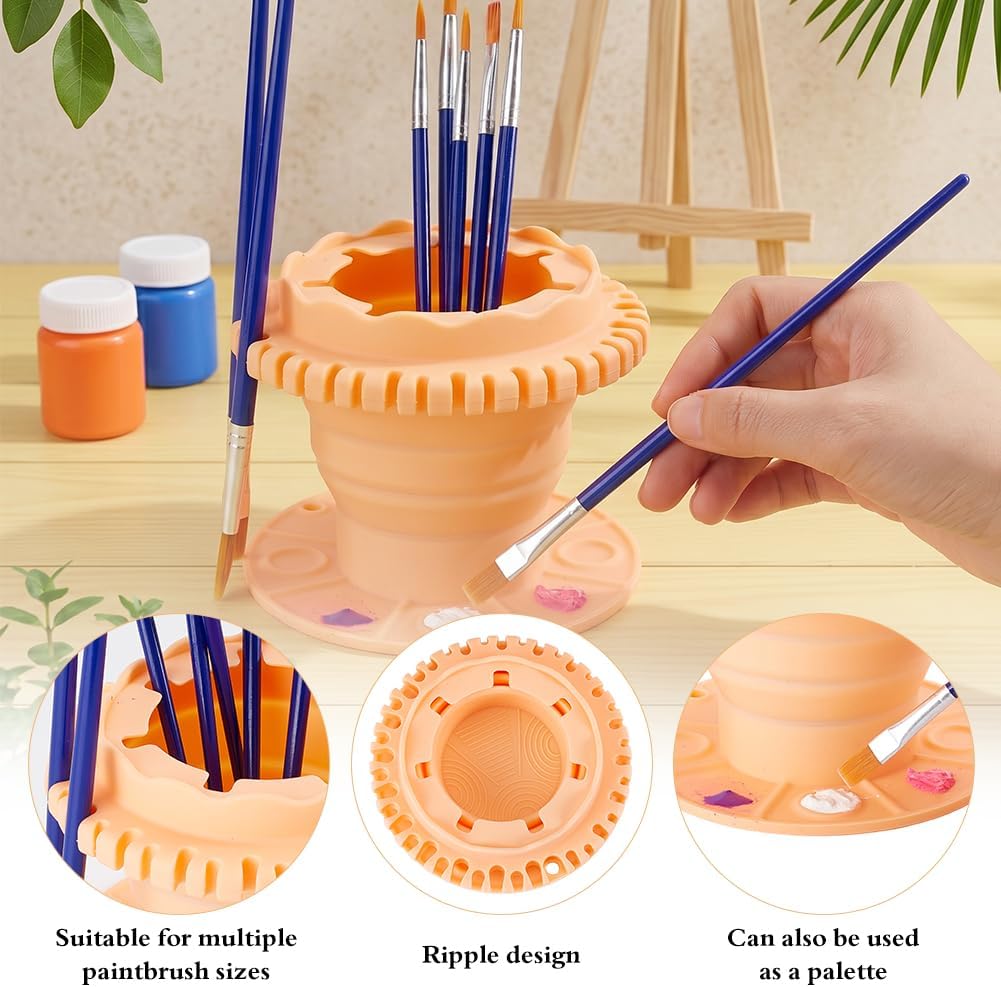 Paint Brush Cleaner Tool Collapsibowl Foldable Silicone Paint Brush Cleaner Watercolor Portable Paintbrush Rinse Cup With Pallet Organizer for Art Crafts Painting Brushes Washing