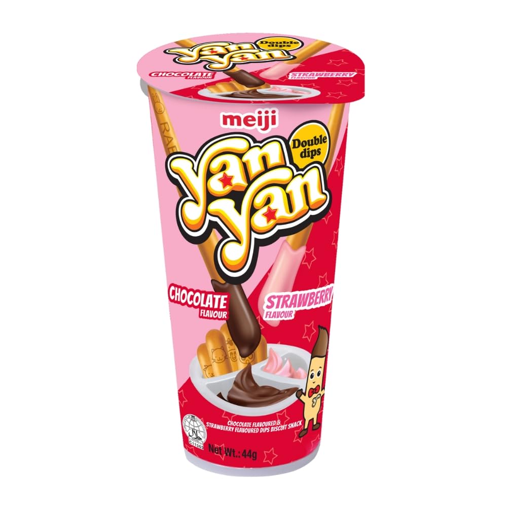 meiji Yan Yan Biscuits (Pack Of 6, Chocolate and Strawberry, 540 Gram)