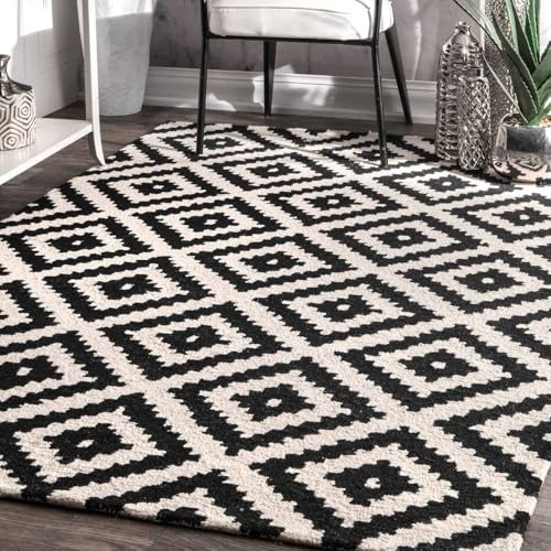 Image of Hand Tufted Wool Carpets Anti Shedding Rug Modern Carpets for Living Room Size 8x11 Feet