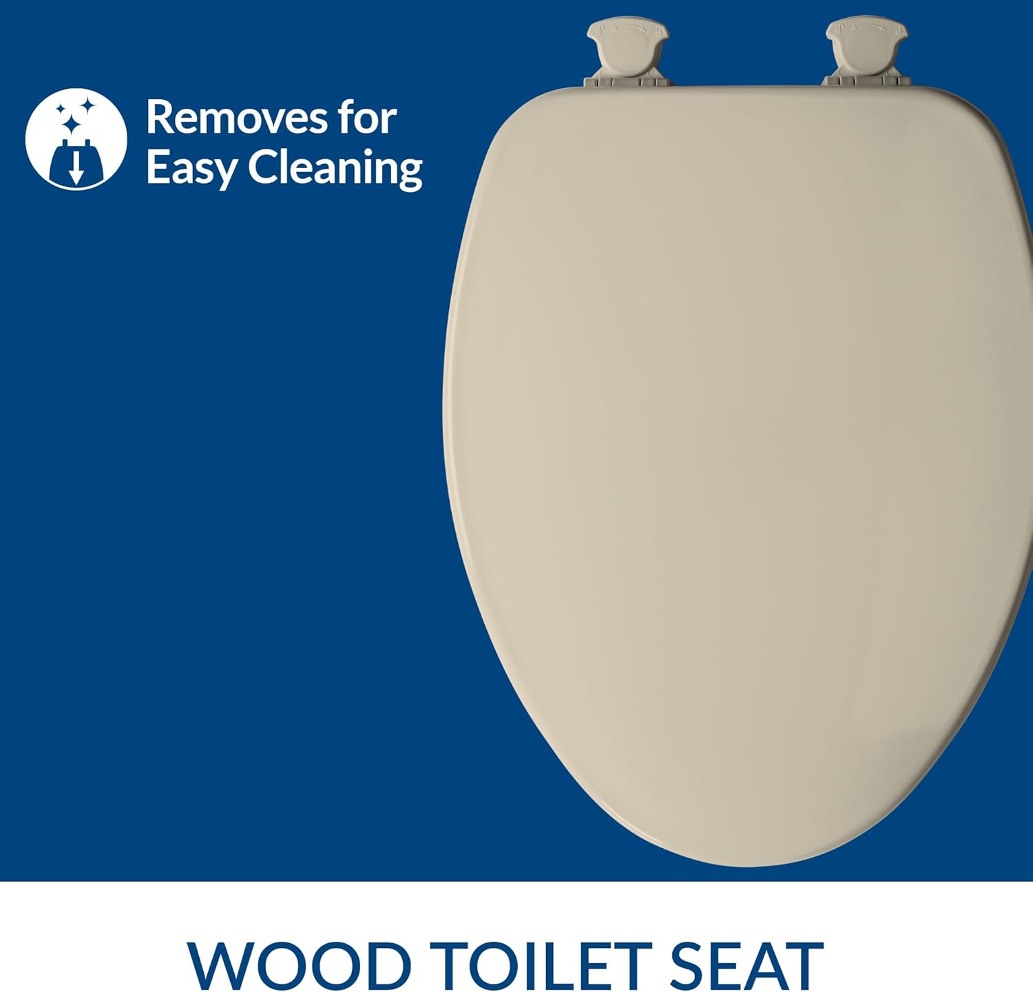 CHURCH Toilet Seat, Easy Clean Hinges Release for Deep Cleans, Durable Enameled Wood Seat, Elongated, Bone Elongated Bone