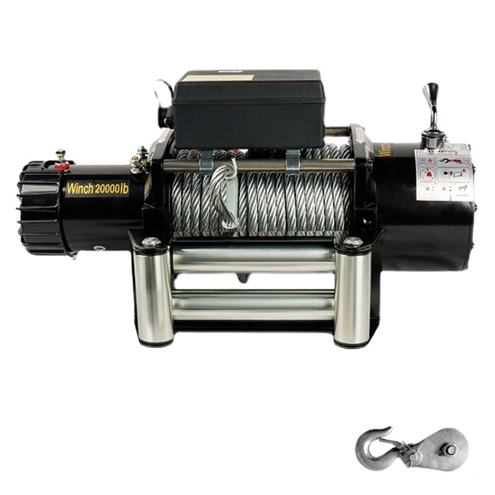 Portable Small Electric Hoist, Electric Vehicle-Mounted Crane Winch, Off-Road Vehicle Self-Rescue Winch (20000 Lbs Dual Switch)