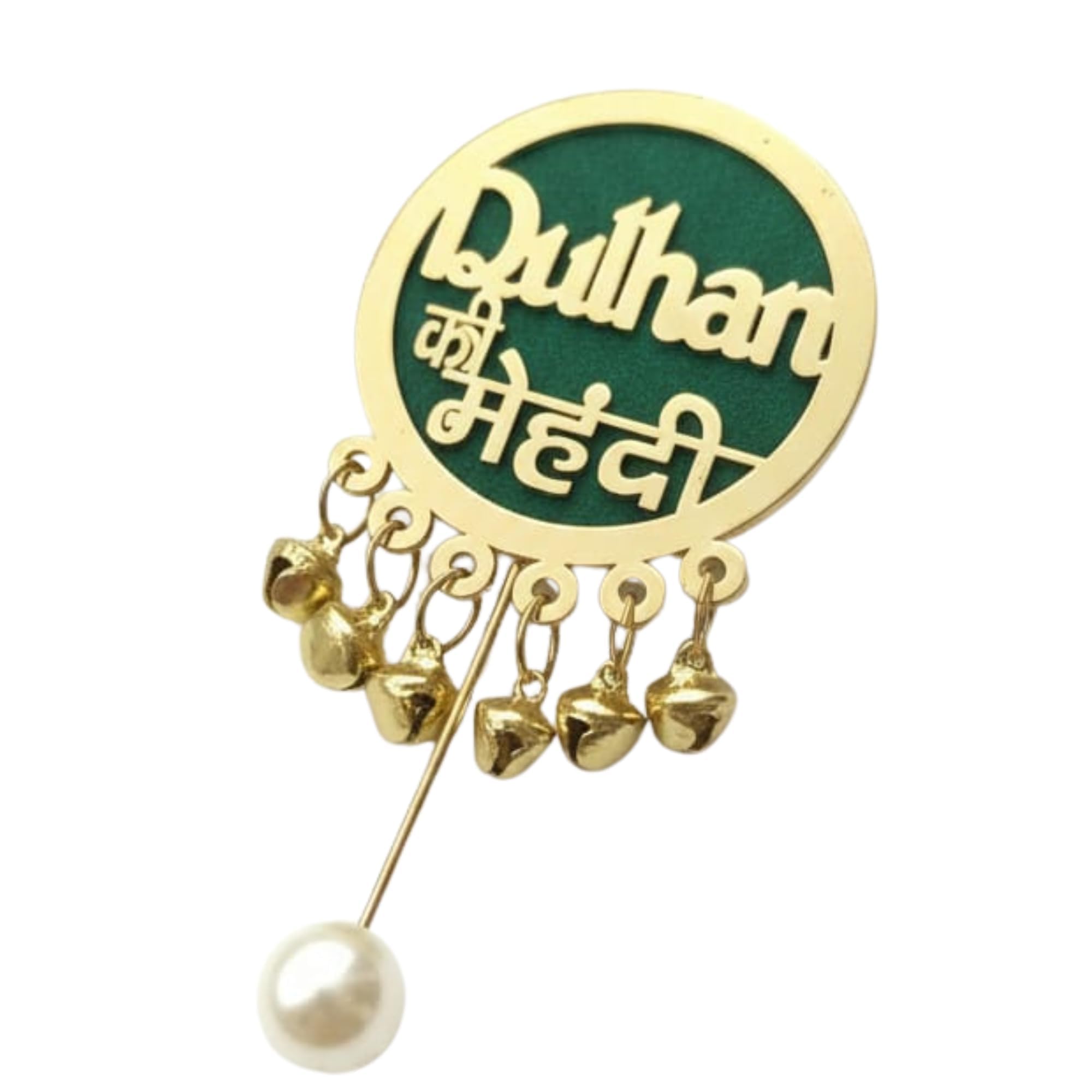 Dulhan Ki Mehndi Bride Brooch | Golden Wedding Mehndi Badge with Intricate Design and Sparkling Embellishments | Pack of 1-image-10