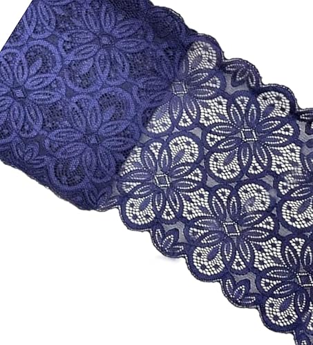 Miniatura 7 de 5 yardas de ancho 7 pulgadas Vintage Oval patrón elástico encaje ribete tela elástico encaje flores cinta para prendas de vestir artesanía