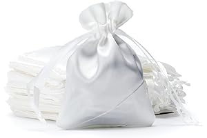 White Satin Jewelry Drawstring Party Favor Bags (3x4 Inches, 30-Pack)