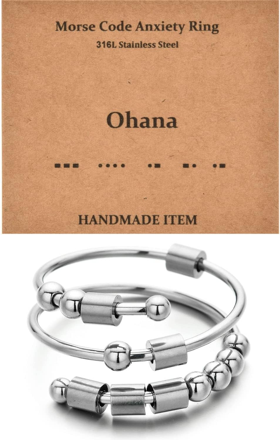 Morse Code Rings for Women, Stainless Steel Spinner Ring Fidget Rings for Anxiety Ring Morse Code Rings Inspirational Gifts Jewelry Women Birthday Graduation Gifts for Her Best Friends