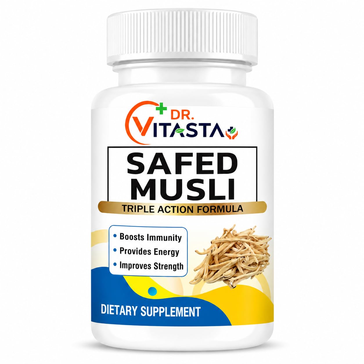 Dr Vitasta Safed Musli Capsules | Chlorophytum Borivilianum Extract 100mg per Capsule | Single Herb Ayurvedic Supplement | 30 Capsules