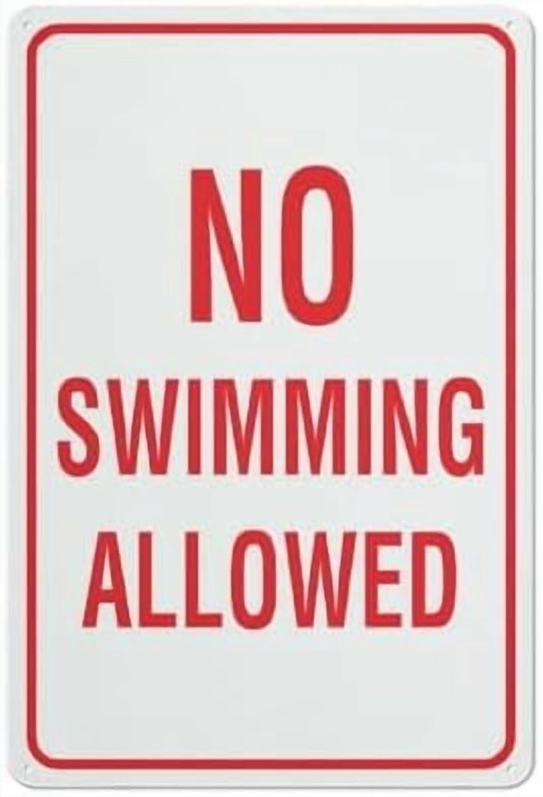 (2-Pack) Metal Tin Sign No Swimming Allowed Sign Outdoor Sign - 12 X 8 Signs For Business, Workplace, Office, Home, Delivery Road Garden Signs