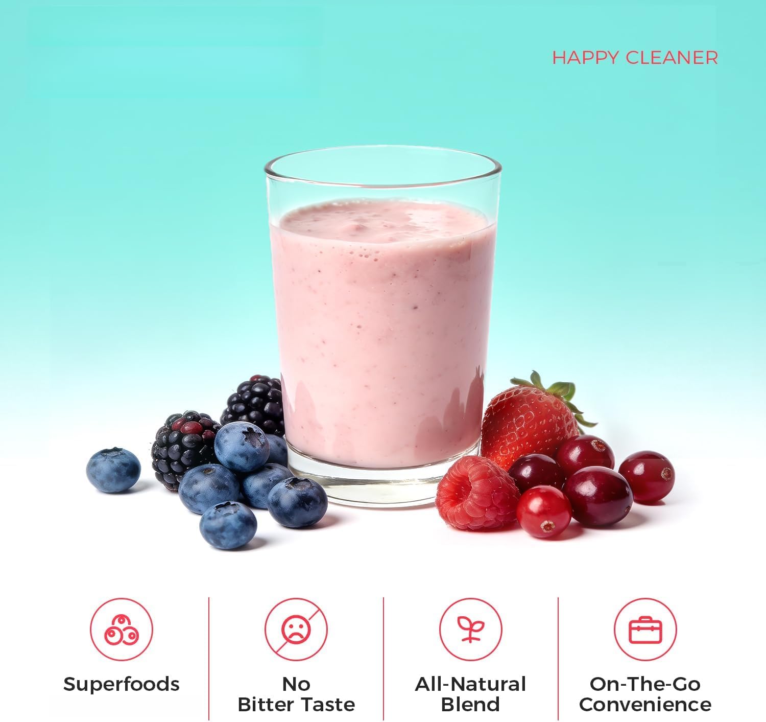 Happy Cleaner Digestive Powder: una bebida suave diaria que ayuda a la digestión y mantiene la salud intestinal. Sabor natural a frutos rojos sin azúcar. Embalaje de bolsitas independientes y portátil