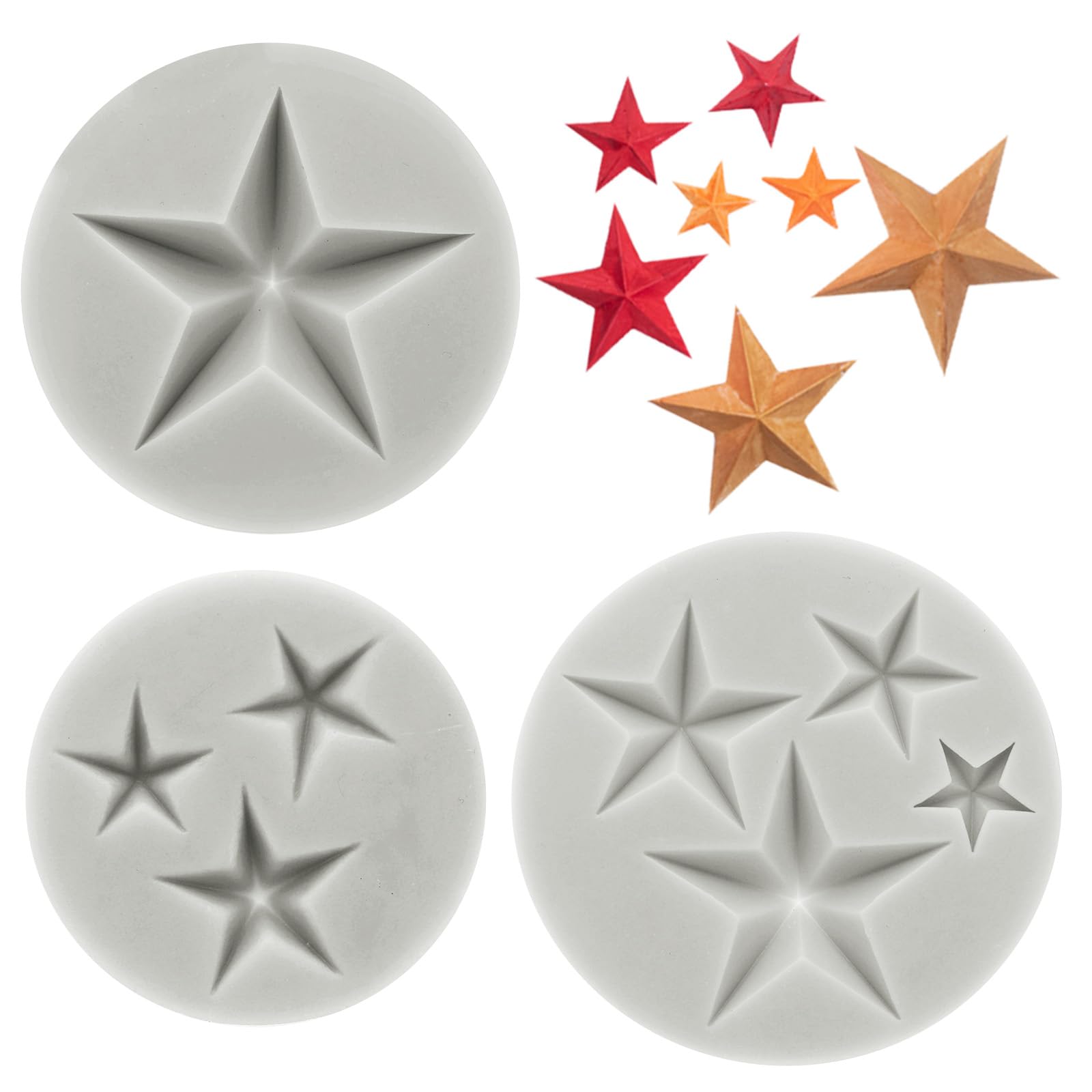 PATIKIL Star Fondant Clay Mold, 1 Pcs Polymer Clay Mold Fondant Mold Silicone for Crafts Air Dry DIY Cake Baking Sugar Candy Chocolate Resin Jewelry Making Polymer Clay Earrings, Gray