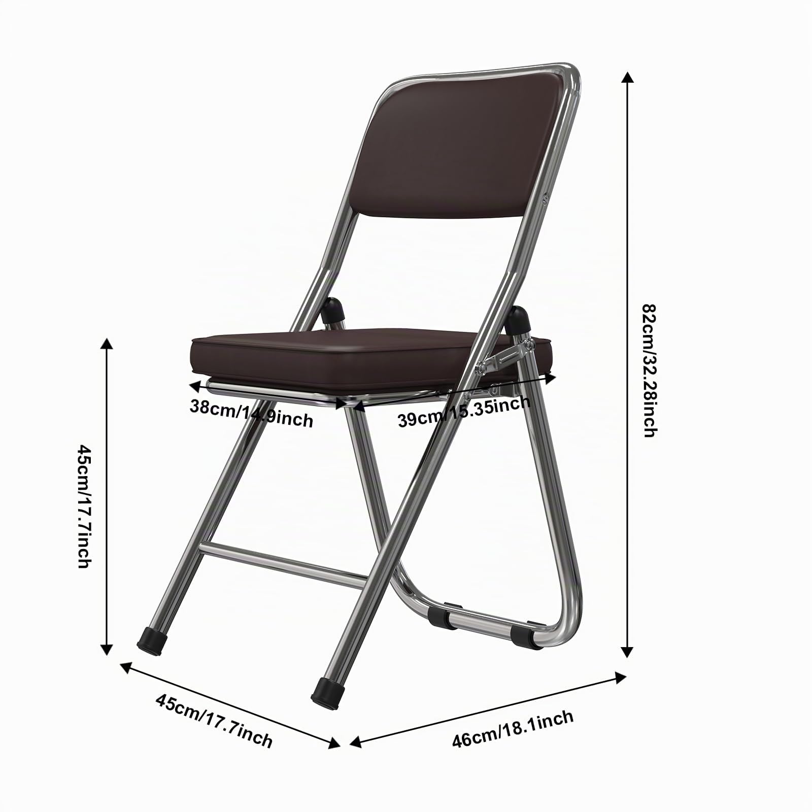Set da 2 Sedie Pieghevoli da Interno, Comode Sedie Salvaspazio Portatili, Sedie Pieghevoli Con Cuscino In Ecopelle Imbottitura, Sedia Da Cucina Pieghevole, Sedie Richiudibili (Marrone scuro)