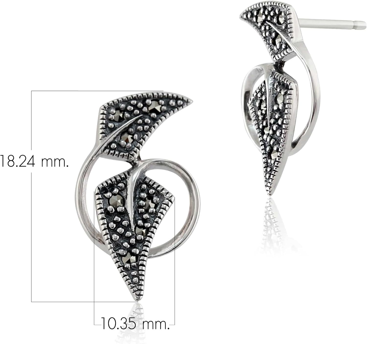 Gemondo USA 925 Sterling Silver Marcasite Art Nouveau Style Double Arrow Heads Overlapping Stud Earrings