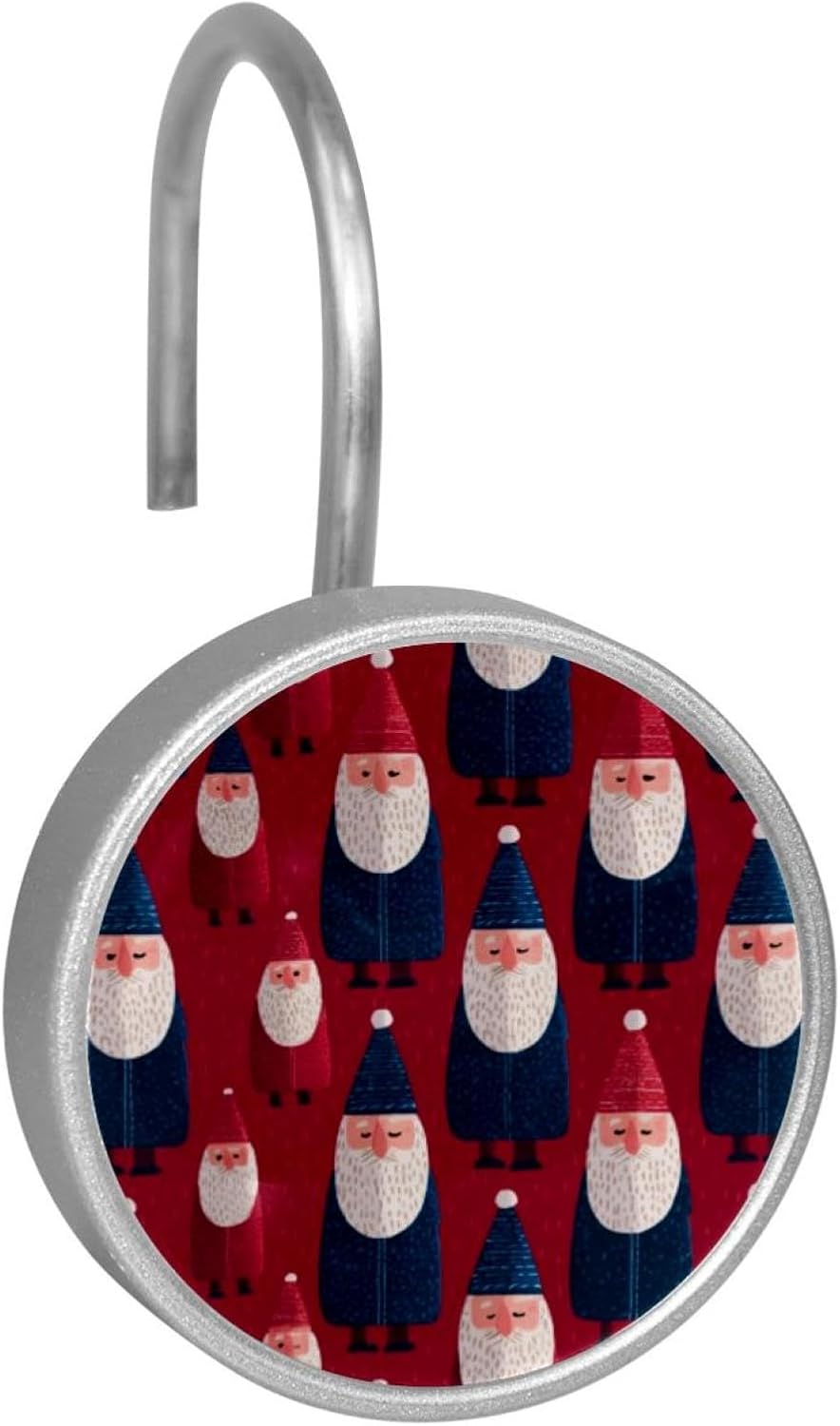 12PCS Christmas Santa Pattern (1) Shower Curtain Hooks Rings for Bathroom, Decorative Shower Curtain Hooks Rods Curtains and Liner