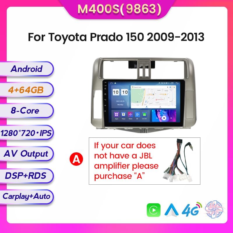 Miniatura 3 de Android 12 Radio de coche estéreo para Toyota Prado 150 2010 2011 2012 2013, Octa Core incorporado inalámbrico Car-Play Android Auto GPS BT FM AM