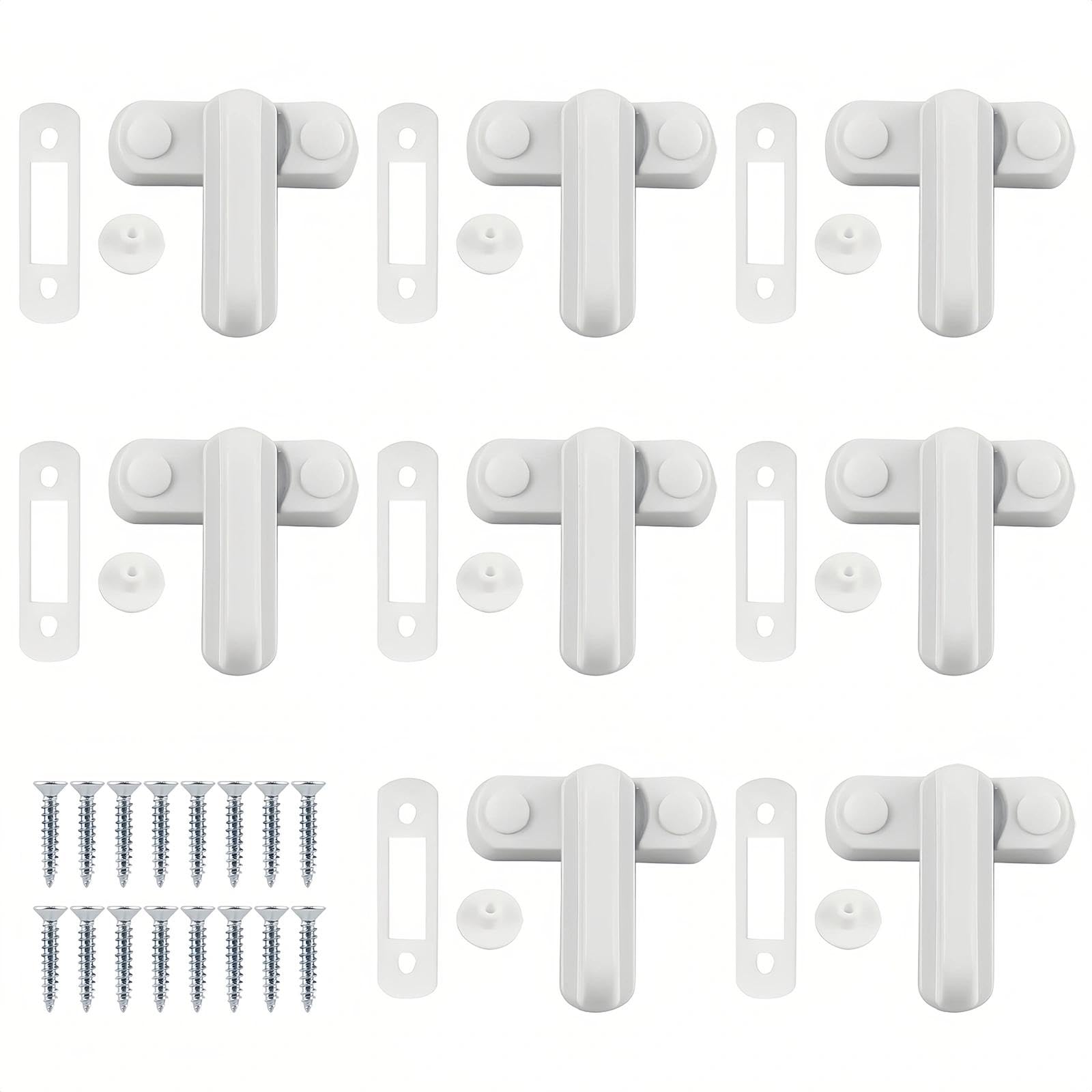 PARFCO 8 Stück Fenstersicherung Einbruchschutz, Aluminiumlegierung Fenster Einbruchschutz, Weiß Fensterschloss, Schraubmontage Fensterriegel, für PVC-, Holz und Verbundtüren und Fenster