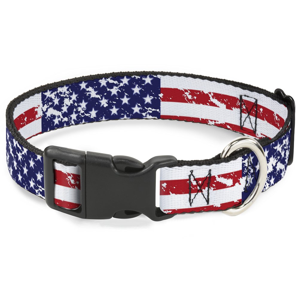 Collier pour chien imprimé drapeaux USA Buckle Down avec boucle clip en plastique