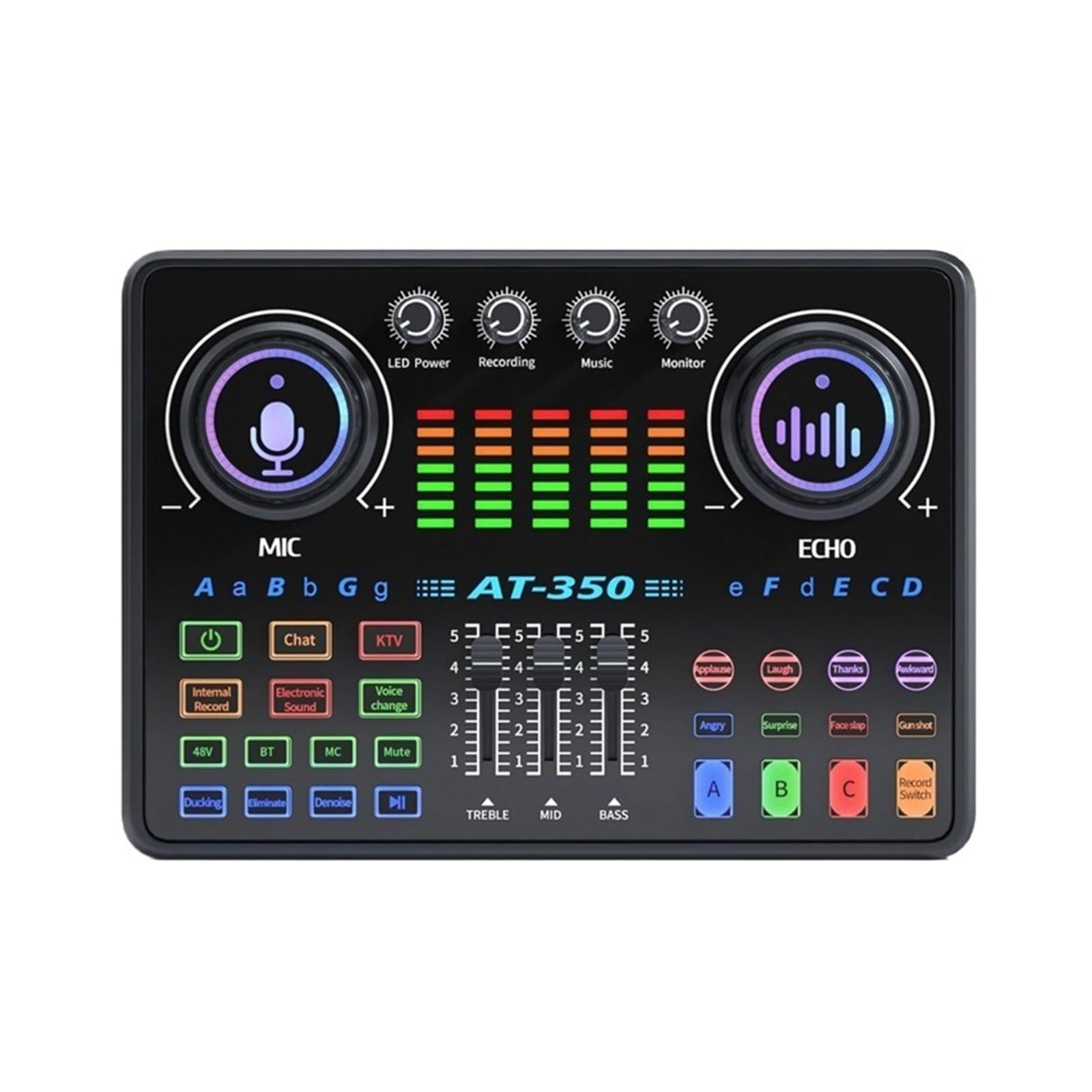 Tarjeta De Sonido En Vivo AT350, Equipo De Podcast, Micrófono Bluetooth, Mezclador De Audio, Mezcladores De Sonido, Cambiador De Voz For Transmisión En Vivo Y Karaoke