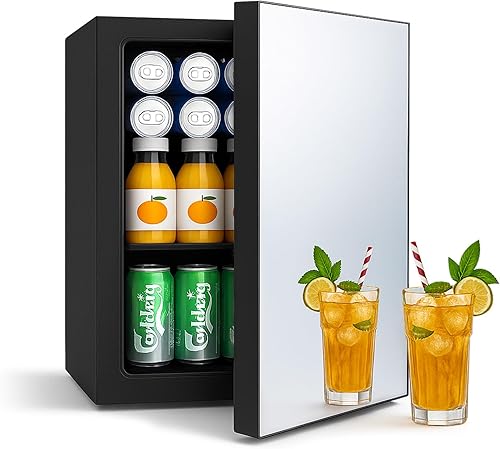 Miniatura 9 de Refrigerador de bebidas, mini refrigerador para 70 latas, puerta de vidrio para bebidas, refrescos, cerveza o vino, refrigerador pequeño para