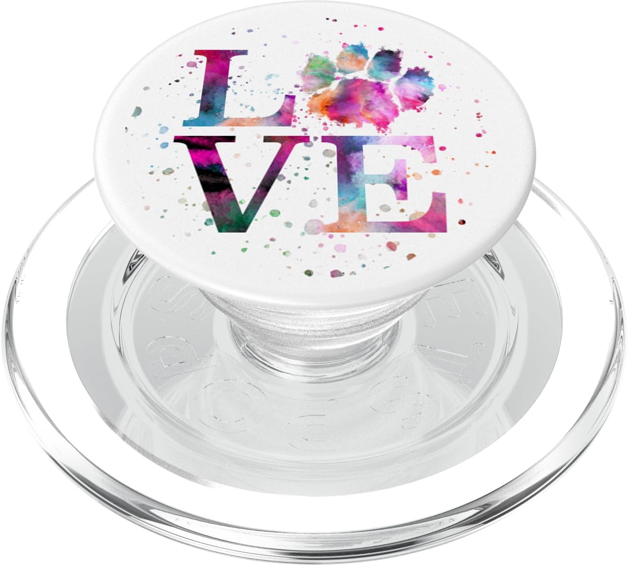 Purple Paw Print Love Dog Messy Paint Pink Colorful Design PopSockets PopGrip for MagSafe