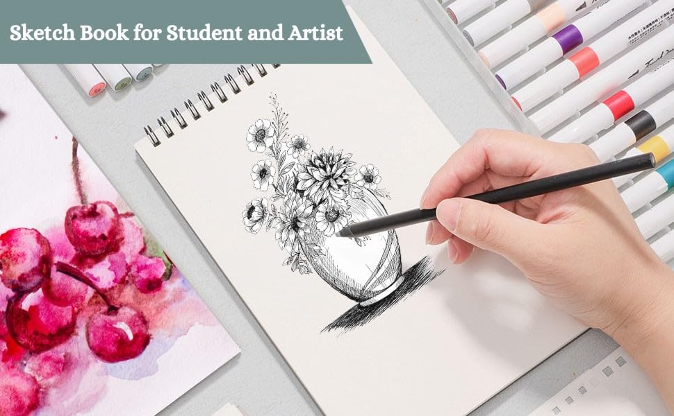 Image of GREESHMA Artists Wiro Bound Sketch Book A4 Size | 100 Pages - 160 GSM | Ideal for Drawing, Sketching, Shading Art, Students, School, Office