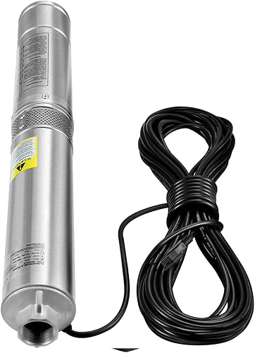 Happybuy Bomba sumergible de pozo profundo de 0.5 HP, 230 V, 28 GPM, cabeza de 167 pies, acero inoxidable, cable de 33 pies, impermeable IP68 para