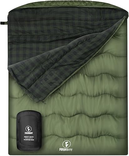 Saco de dormir doble de franela de 0 grados para adultos, parejas o familia, tamaño Queen de invierno, impermeable y cálido, saco de dormir para 2