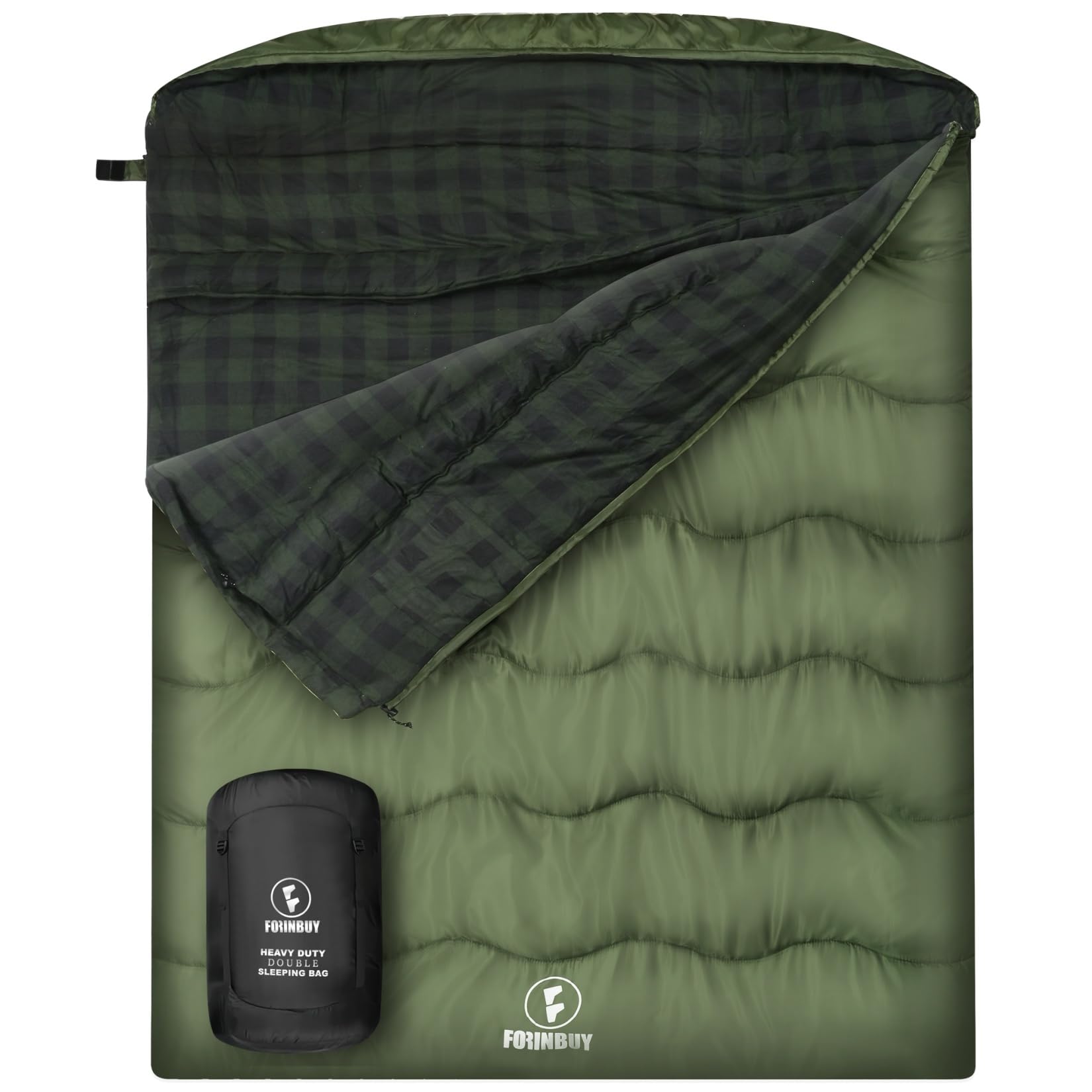 Doppelschlafsack 2 Personen 230x150cm – Flanell-Deckenschlafsack | Weiches Flanell-Futter, wasserdichtes Außenmaterial, ideal für Camping, Wohnmobil &Festival, geräumig für 2, warm & kuschelig
