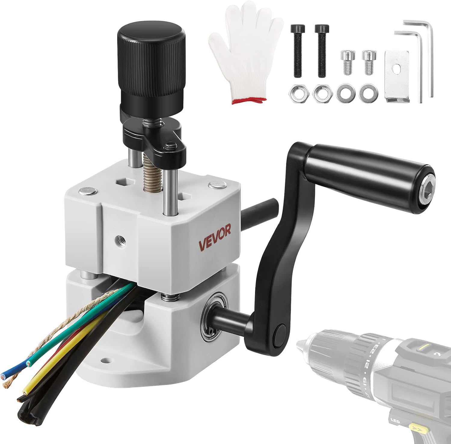 VEVOR Manual Wire Stripping Machine, 0.06-1 in, Portable Copper Stripper with Hand Crank or Drill Powered, 64Mn Quenched Blades, 45# Steel Rollers, ABS & PC Wire Peeler, for Scrap Copper Recycling