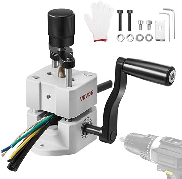 VEVOR Manual Wire Stripping Machine, 0.06-1 in, Portable Copper Stripper with Hand Crank or Drill Powered, 64Mn Quenched Blades, 45# Steel Rollers, ABS & PC Wire Peeler, for Scrap Copper Recycling