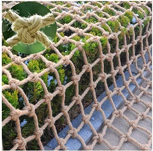 Heavy Duty Hemp Rope Net for Kids - Safety Protective Climbing Net for Outdoor Playgrounds Swingsets Railing Hammocks & Bird Decor - Durable Cargo Netting