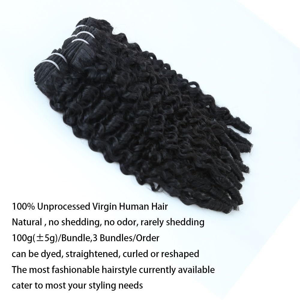 Burmese Curly Bundles Human Hair 18 20 22 Inch Curly Bundles Human Hair 100% Unprocessed Weave 3c4a Water Wave With Spiral Curly End Natural Color