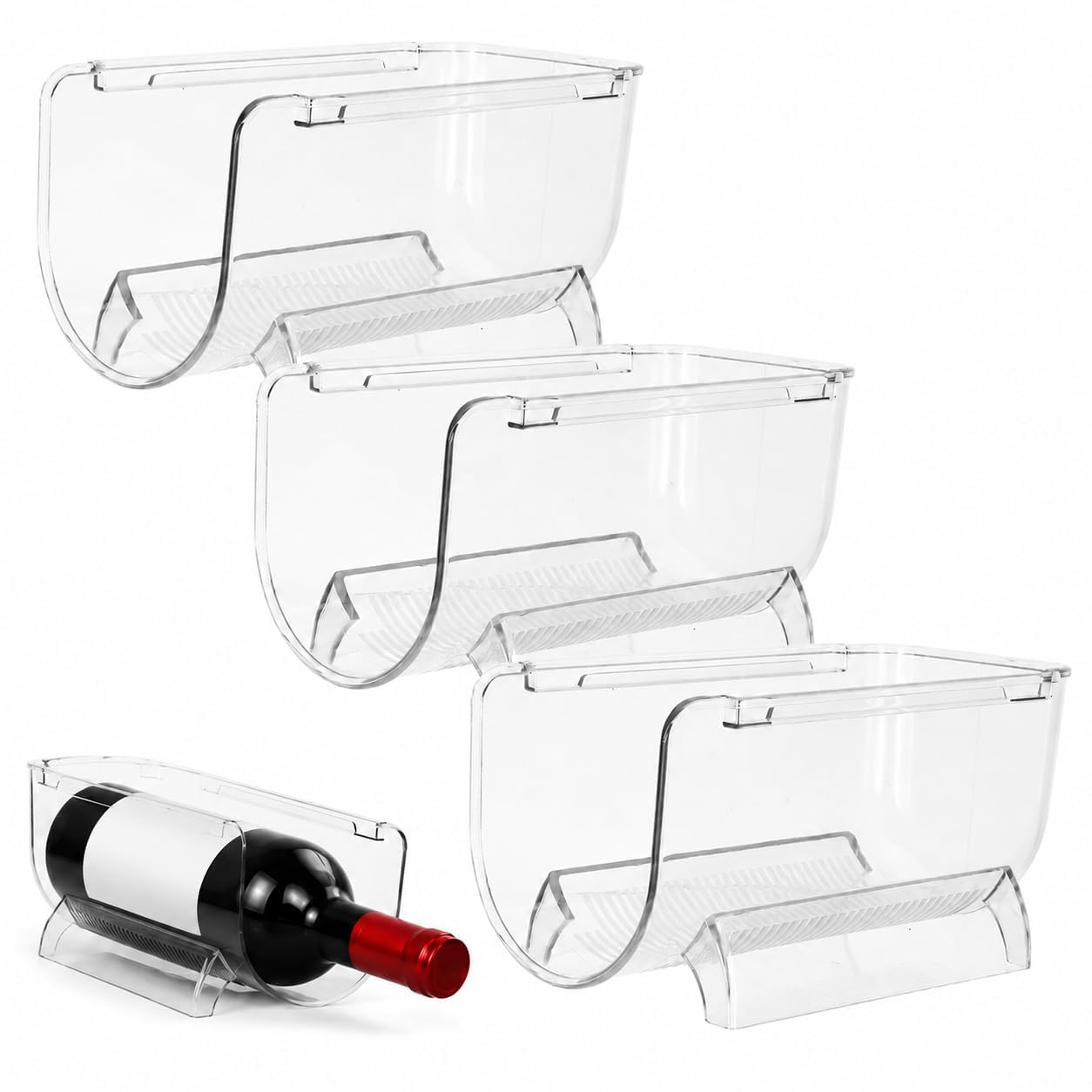 SUPVOX Stackable Acrylic Wine Rack Bottle Holder: Fridge Organizer 3pcs