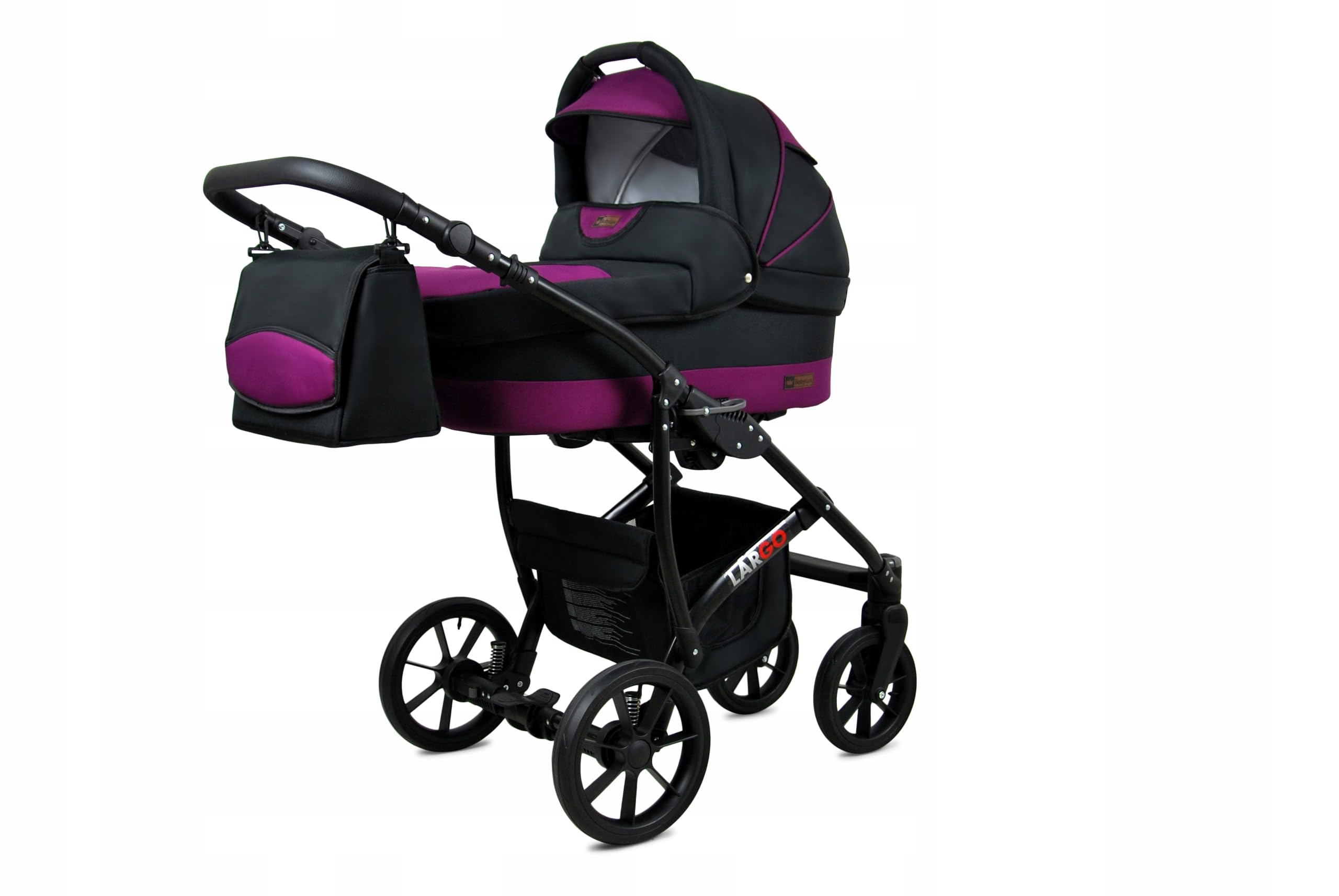 BabyLux® Zestaw wózków dziecięcych 3 w 1 – Largo – w zestawie wanienka dla niemowląt, fotelik sportowy, fotelik samochodowy – zestaw wózków dziecięcych z torbą do przewijania, osłoną przeciwdeszczową