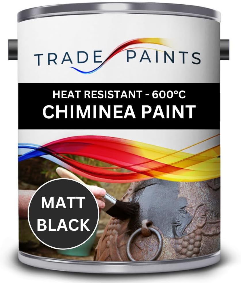 Heat Resistant Chiminea Paint – Matt Black – 1 Litre – Withstands Up to 600°C – Durable High-Temperature Stove & Fireplace Coating