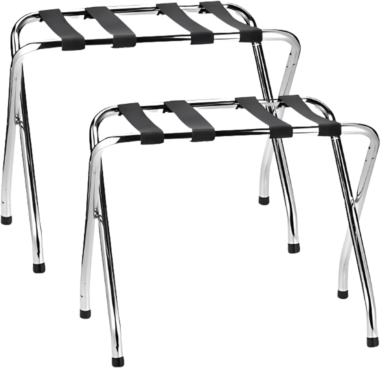 USTECH Luggage Rack Single Tier Foldable Sturdy with Nylon Straps & Rubber Feet for Added Stability | Metal Stand for Guest Room Storage | Perfect for Small Spaces
