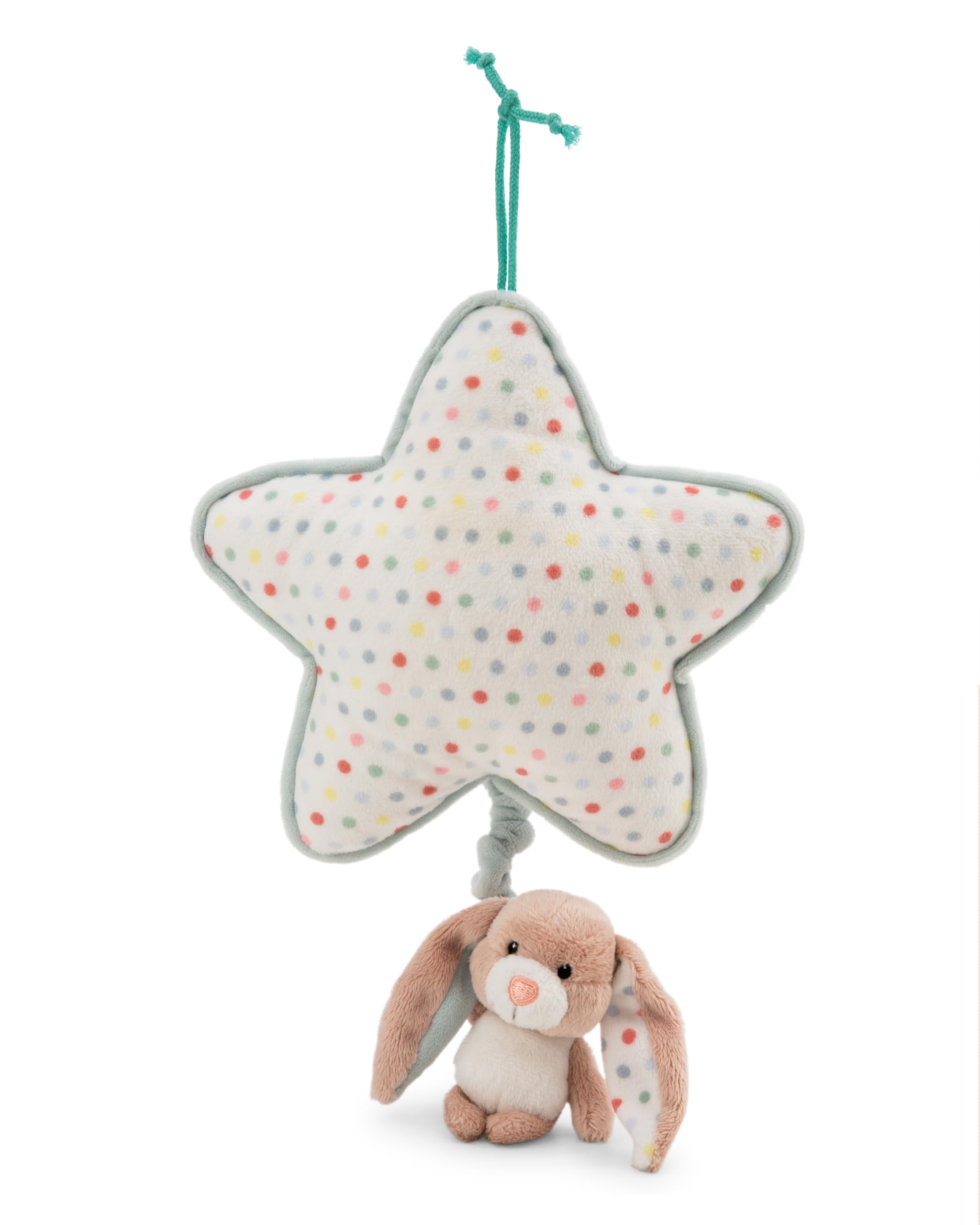 NICI Music box star 21x20cm with bunny Fjella 9cm, white