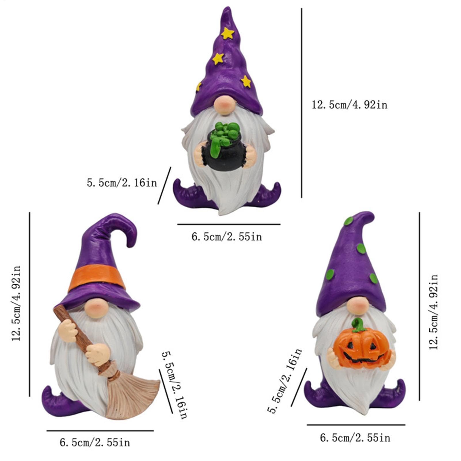 Genérico Gnomos Decorativos para el Hogar 3 Piezas de Figuras Halloween | Gnomos de jardín de resina para decoración del hogar, segunda casa, cocina y oficina