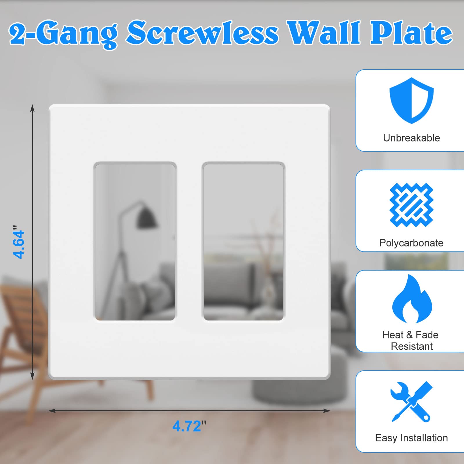 Placa de pared sin tornillos de 2 bandas (paquete de 4)