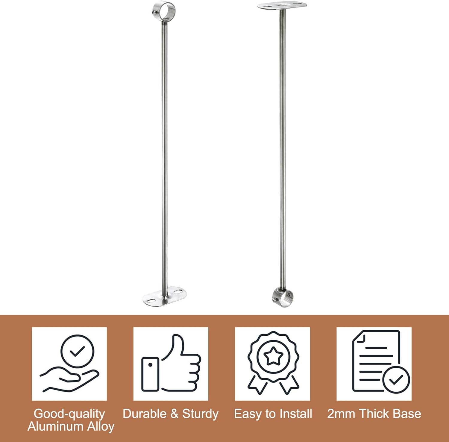 uxcell 4 Pcs Ceiling Mount Bracket, Wardrobe Pipe Bracket, 0.98 Inch Dia, Shower Curtain Closet Wardrobe Rod Lever Support Holder Pipe Flange Socket 19.68 Inch Height