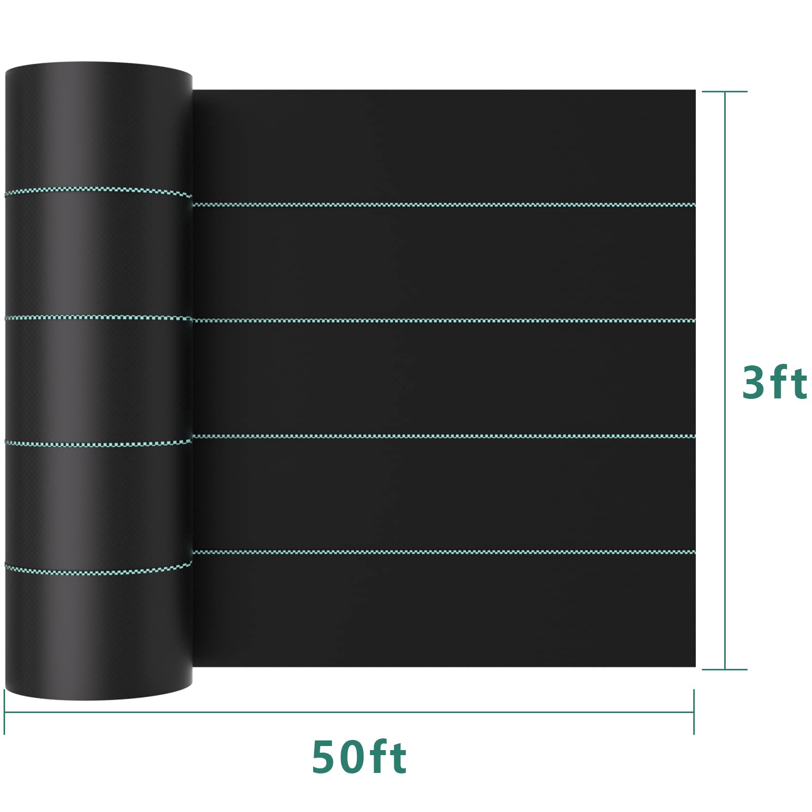 Land Guard Garden Weed Barrier Fabric - High Density Woven Landscape Fabric - Premium Heavy Duty Weed Mat Fabric - Weed Blocker Fabric - Suitable for Landscaping(3ft×50ft…