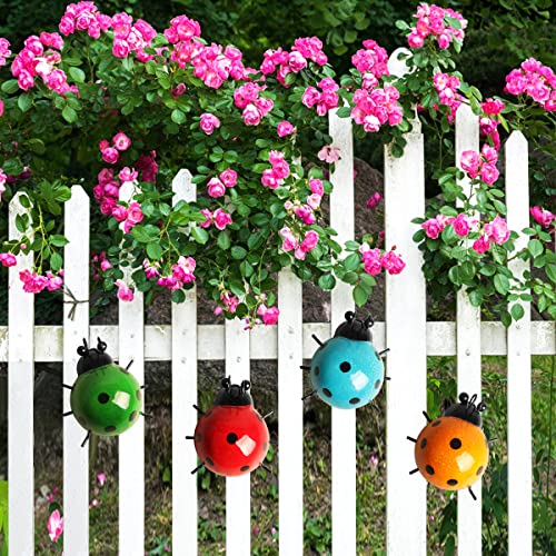 Miniatura 6 de Yiya 4 Piezas Decoración De Mariquita De Metal Decoración De Pared De Mariquita De Metal Escarabajos De Metal Art Mural Para Jardín Césped Decoración Interior Esculturas De Pared Exterior