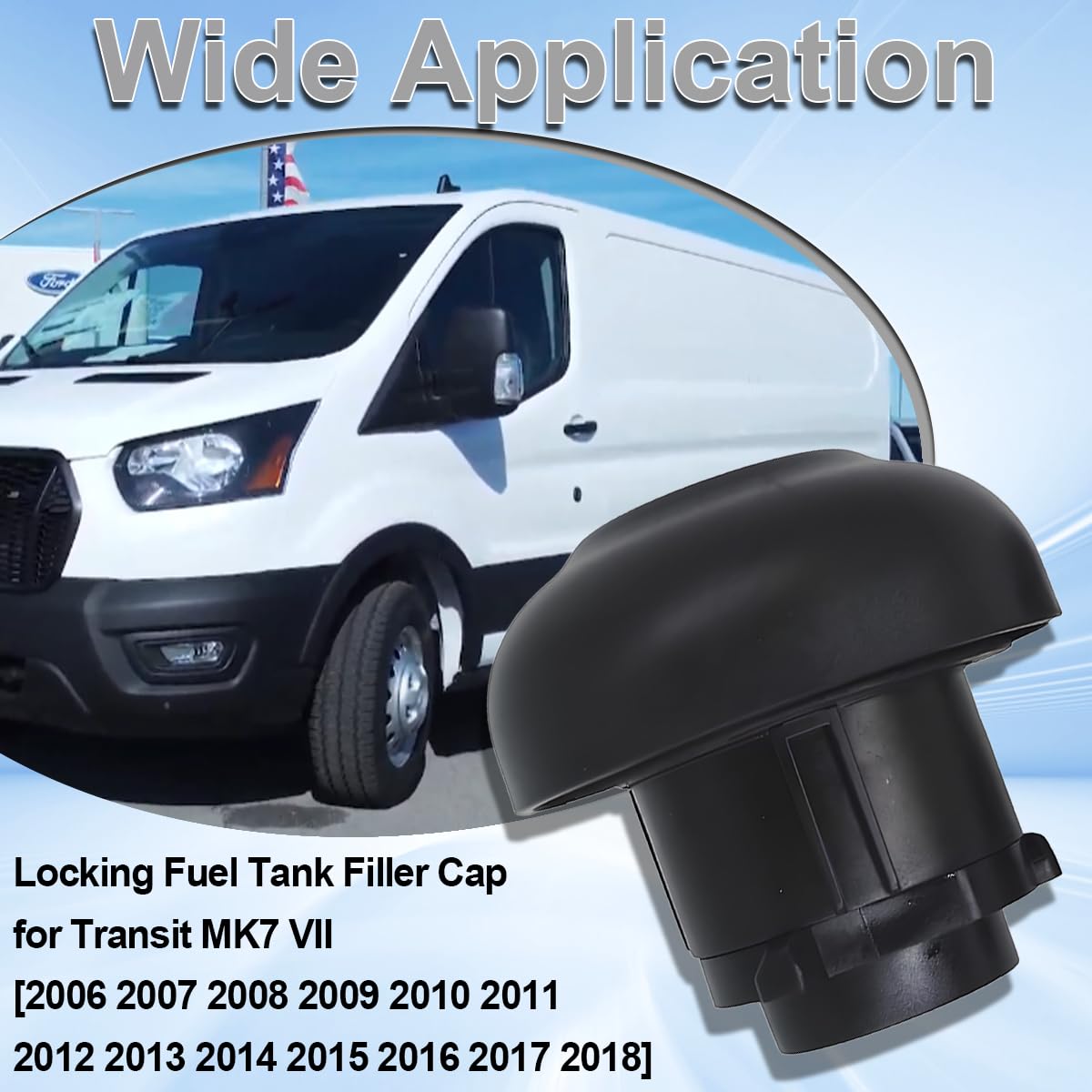ZAMDOE 1715043 Tapa del Tanque de Combustible para Transit MK7 VII [2006-2018] Tapa del depósito de Gasolina con Cerradura 9C119K163AA Accesorios para automóviles con 2 Llaves