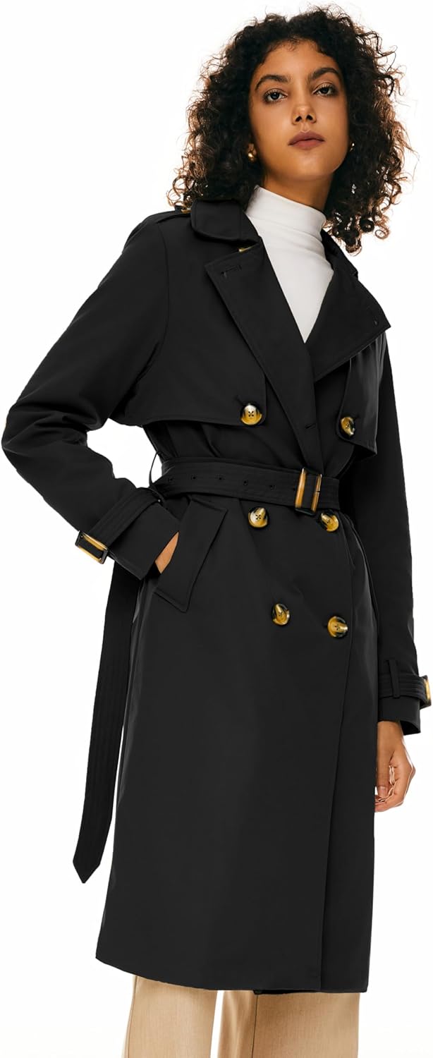 Orolay Women's 3/4 Length Double Breasted Trench Coat Lapel Jacket with Belt - Image 4