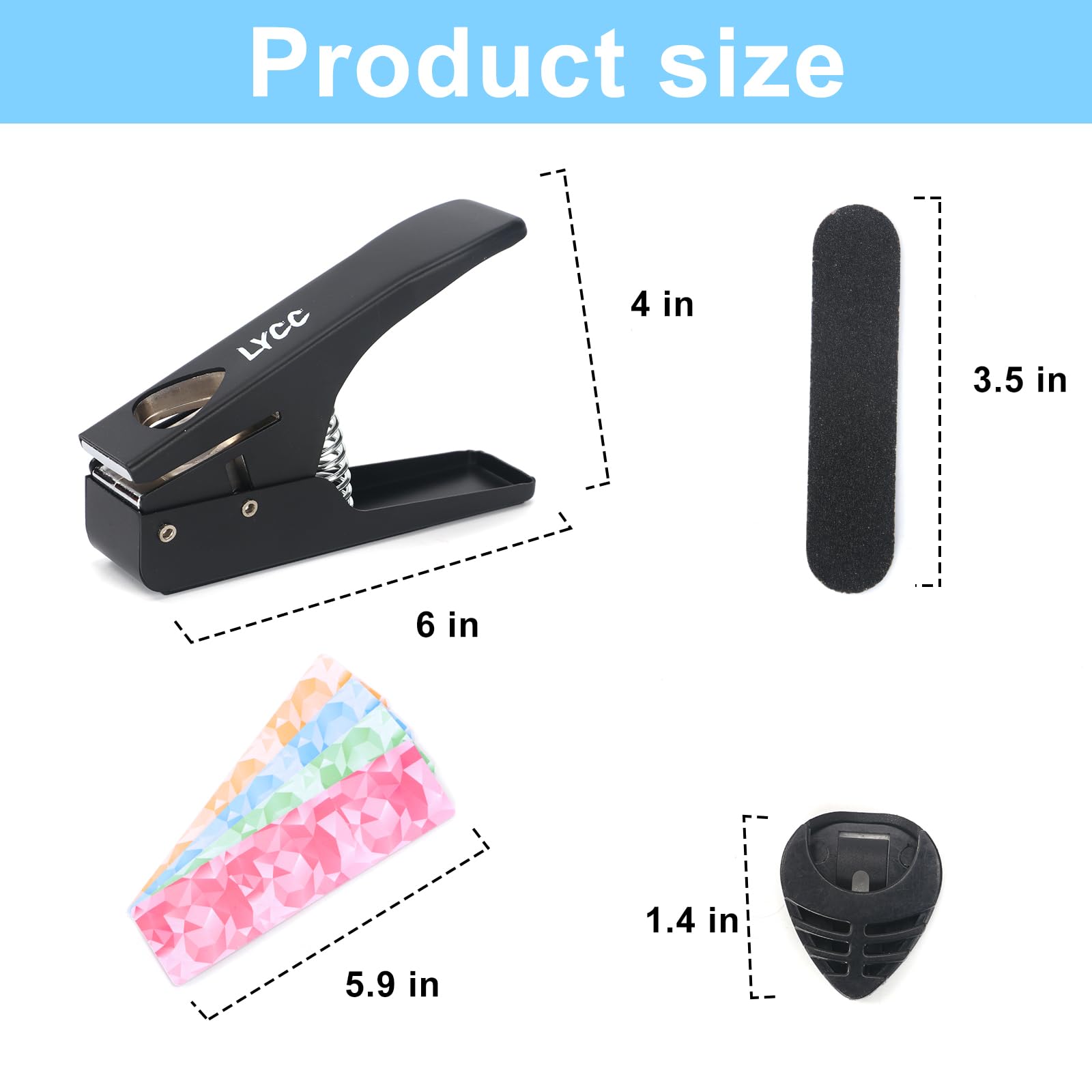 Púas de guitarra para bricolaje, paquete de regalo de lujo, fabricante de púas de guitarra premium, 16 tiras de clip de paleta y una lima para alisar, color negro