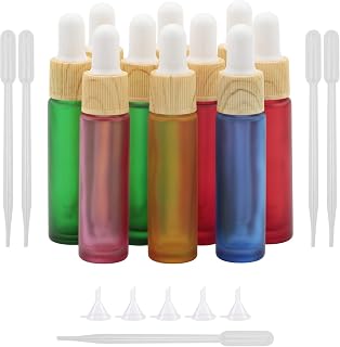10ml Essential Oil Dropper Glass Bottle 10pcs Colorful Dropper Glass Bottles with Eye Dropper, Reusable Bottle, perfect for Travel, Carrying Outside (Multi-color)